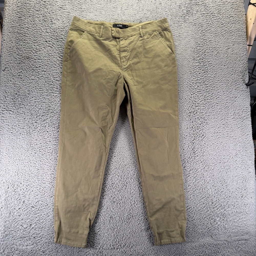 Hudson Pant Mens 38x30 Beige Cotton Chino Tapered Business Preppy Career Stretch